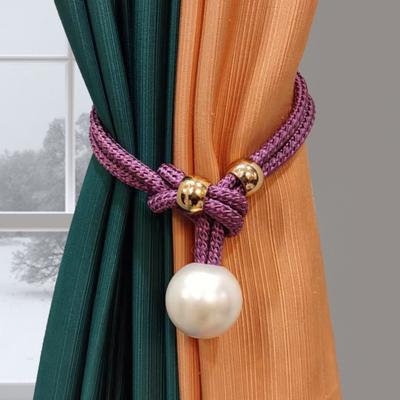 2Pcs Practical Curtain Tie Eye-catching Convenient Adjustable Magnetic Pearl Ball Curtain Tieback for Living Room