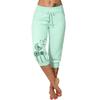 Large Casual Pants with Fashionable Print, Loose Fit, High Waisted and Lace Up Cropped Pants