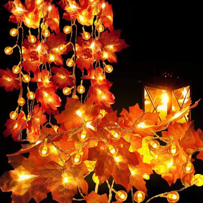6 m Ahornblätter, Feen-Lichterkette, Halloween, 3D-Kürbis-Lichter, Lampe für Halloween, Erntedankfest, Herbst, Weihnachtsfeiern, Dekoration