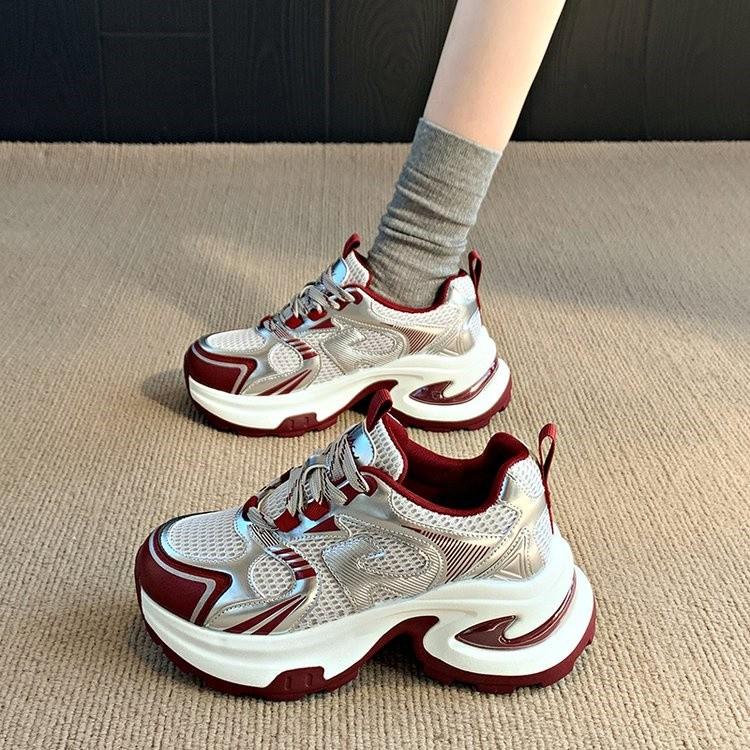 2026 Spring New Mesh Female Leisure Shoes Solid Color Chunky Sneakers Comfortable Casual Breathable Sports Shoes Tenis De Mujer