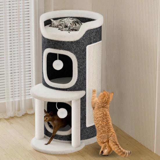 Drapak dla kota Wieża do wspinania dla kota Beczka do drapania dla kota z 3 jaskiniami dla kota Sisalowa podkładka do drapania Wielopoziomowa wieża do zabawy dla kota dla rodziny z wieloma kotami
