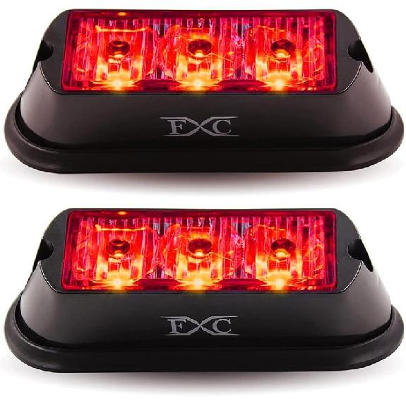 FXC (2PCS 3-LED Strobe Light Purple Waterproof Emergency Beacon Flash Lights,Purishion Caution Bar 12 Different Flashing Car SUV Pickup Truck Van…