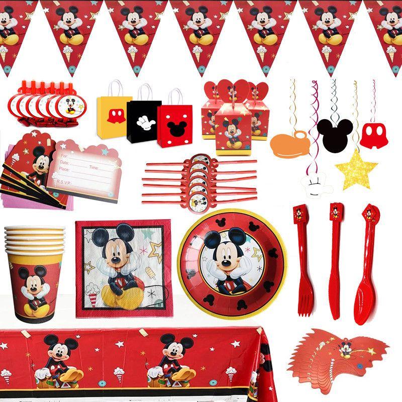 Theme Mouse Cartoon Party Supplies Decoration Red Birthday Party Decor