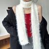 Solid Color Mohair Women Scarf Soft Plush Y2K Girl Scarf Thin Long Scarves  Autumn Winter