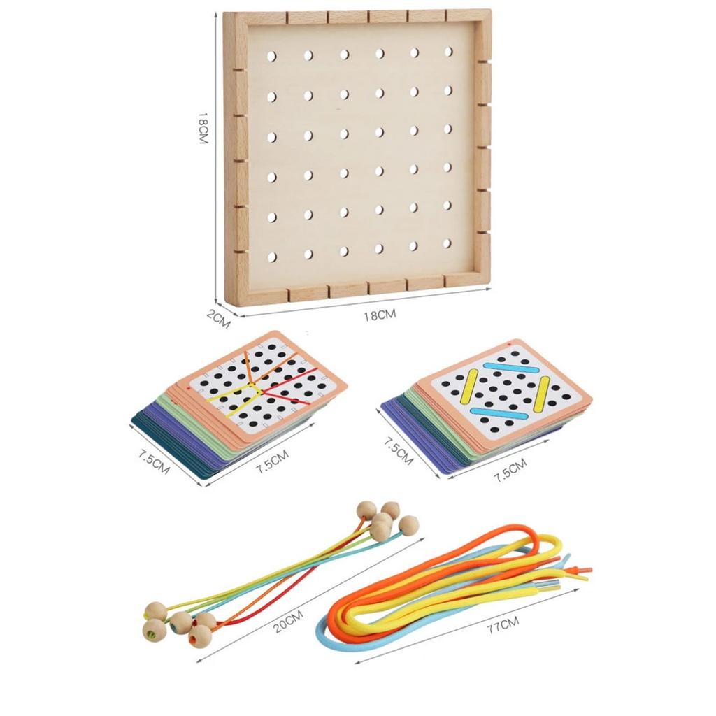 Gry Montessori dla dzieci, Zabawki do nawlekania, Logiczne łamigłówki linowe, Dopasowywanie, Kreatywne gry intelektualne, Wczesnorozwojowe zabawki edukacyjne