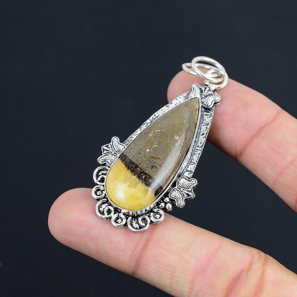 Natural Septarian Gemstone Pendant 925 Sterling Silver Indian Jewelry For Girls