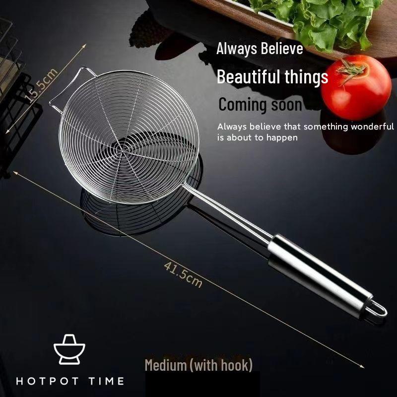 Stainless Steel Kitchen Drain and Frying Spoon - Large Noodle Filter Screen
