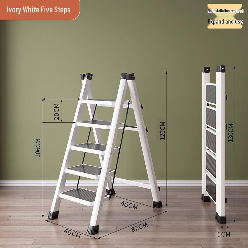 Red Multi-Functional Portable Indoor Folding Ladder: Lightweight, Thickened, Telescopic A-Frame - Ideal Housewarming Gift