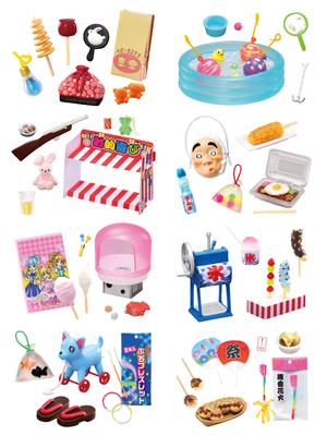 RE-MENT Petit Sample Serie Festivalerinnerungen ~Sommernachtmarkt~ 1 KARTON H115mm x B70mm x T50mm PVC
