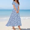 Women's Summer Casual Fashion Print Dresses V-Neck Short Sleeve Dresses
