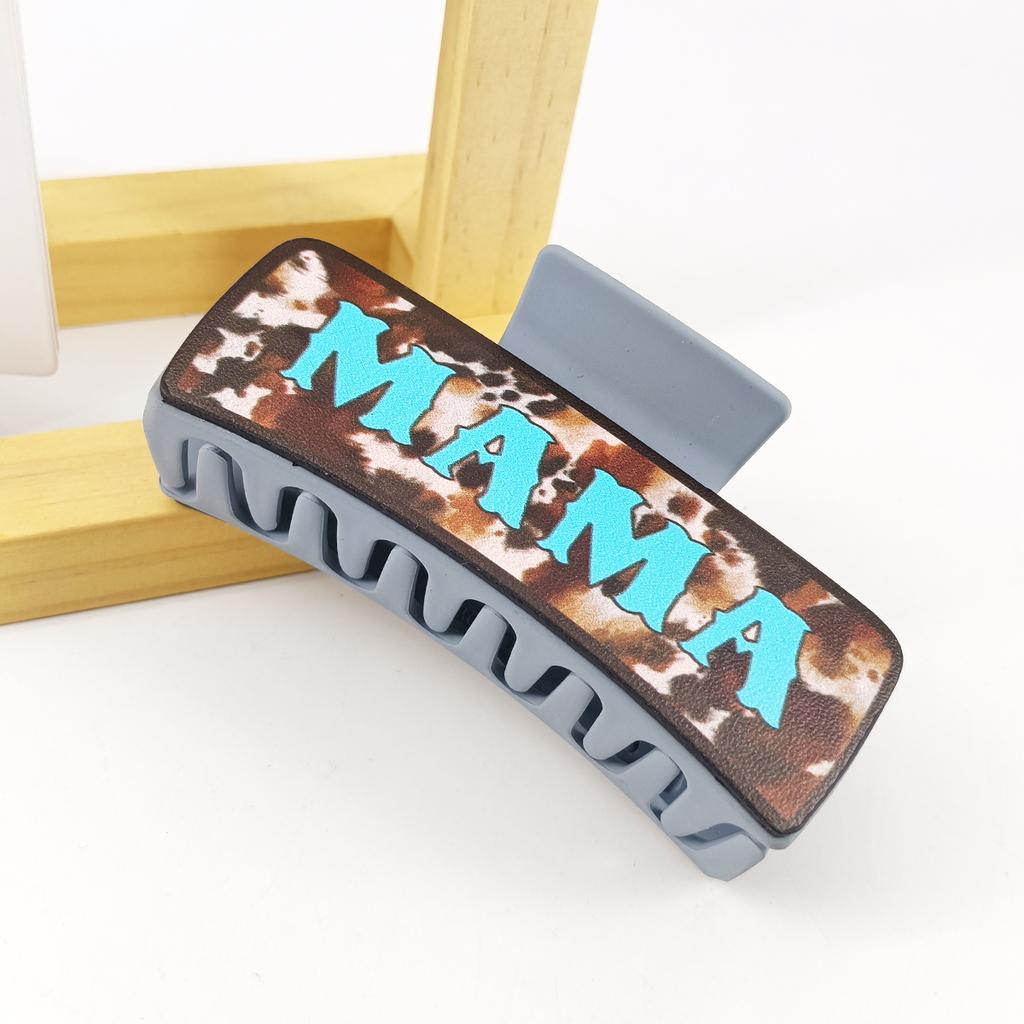 Vintage Western Cowboy Hair Clip Women Leather Printed Shark Hair Claws Mother's Day Hair Accessories