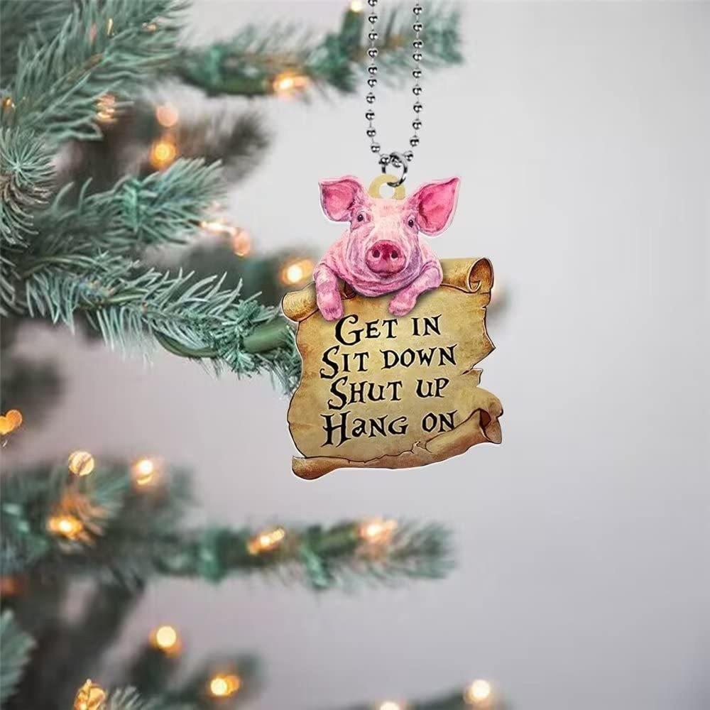 

Whimsical Cartoon Pig Rearview Mirror Charm Colorful Acrylic Decoration Car