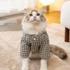 Cat clothes, autumn and winter, Japan and Korea, simple plaid can be pulled, cotton-padded clothes, puppies, dogs, two feet, pet cat clothes