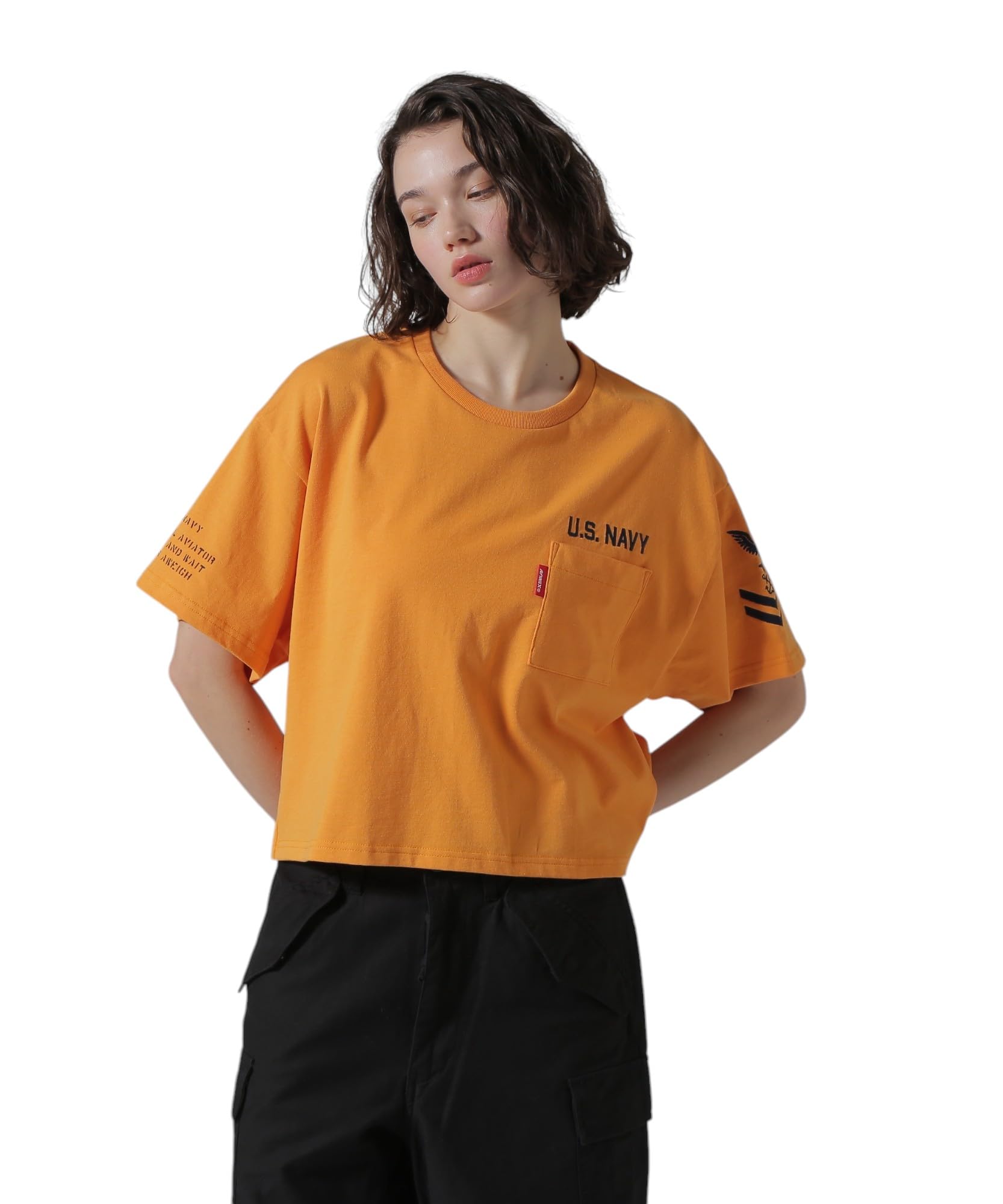 AVIREX NAVAL POCKET SHORT T-SHIRT Женская F Оранжевый 783-5935601