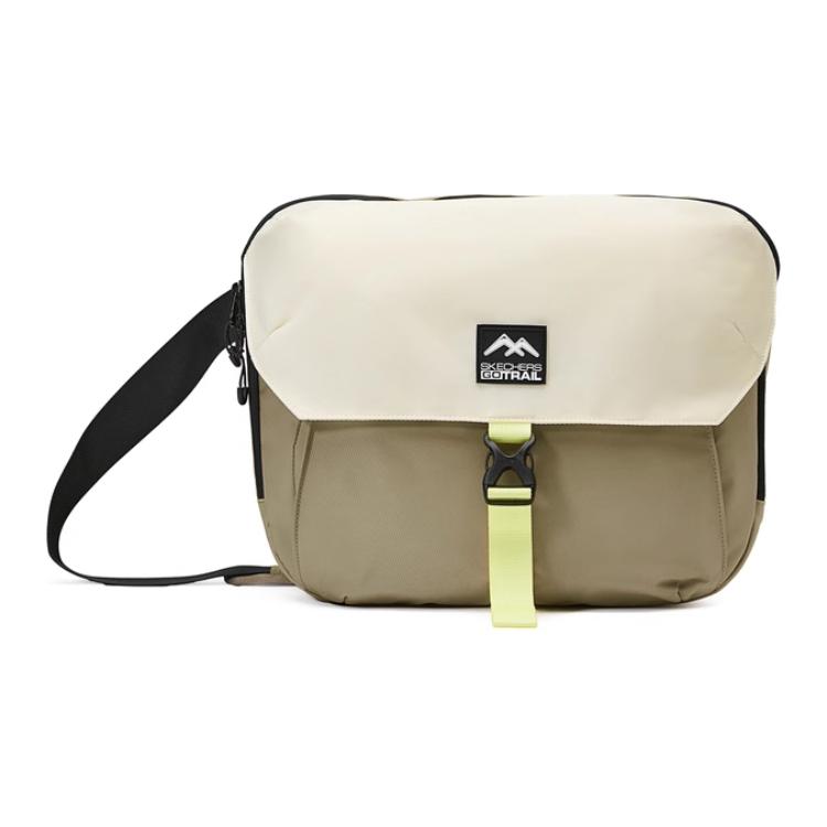 New Skechers Fabric Shoulder Bag, Crossbody Bag Regular Unisex White & Gray & Elm Green L224U024-044W