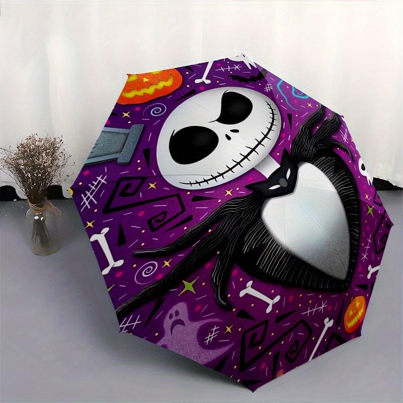 Jack Skellington, Halloween Automatisches Öffnungs- und Schließschirm - 8-Speichen FaltDesign, Leicht und Tragbar, Geeignet für Täglichen Busin