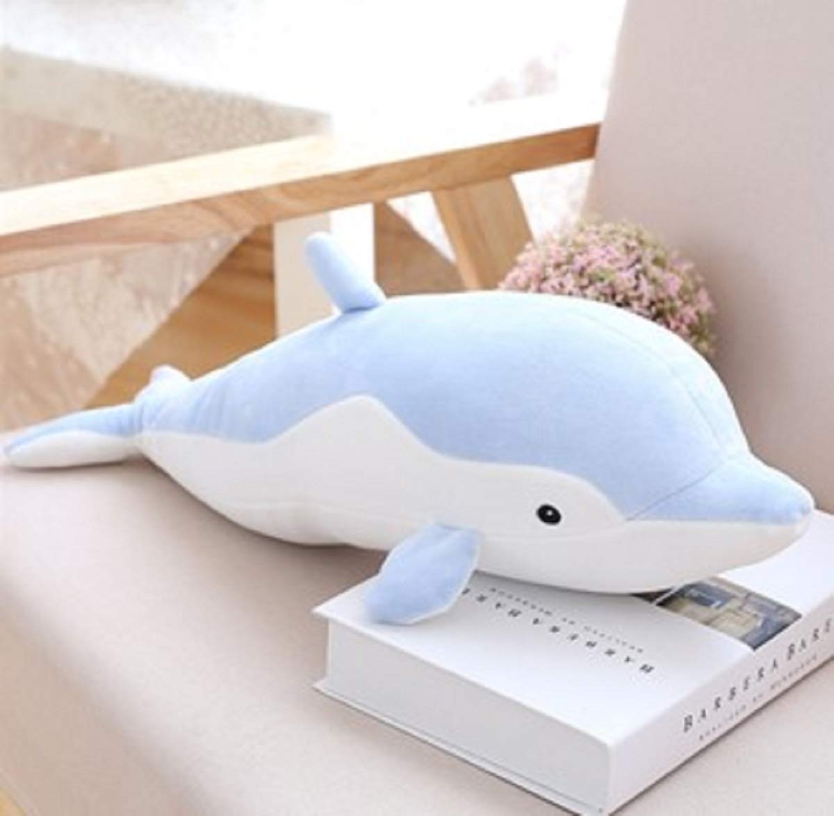 Dolphin Body Pillow - Fluffy and snuggly, dream of swimming with cute dolphins in the ocean (Blue, 70cm)
