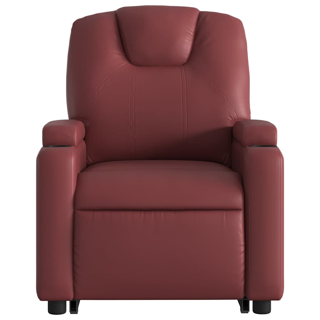 Electric Recliner Chair with Rising Function Burgundy Faux Leather