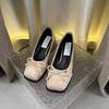 Women's Shoes Red Square Toe Ladies Pumps Block Heel with Bow Shoe Elegant Dress On Sale Quick Delivery Comfortable Spring Y2k