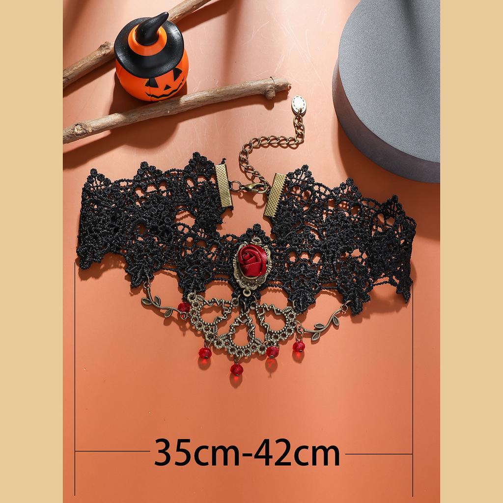 Fashion Personality Retro Black Lace Gothic Clavicle Necklace Female Exaggerated Lace Necklace Female