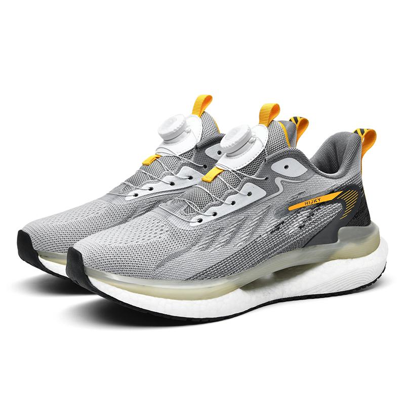 

High Quality Walking Sneakers For Men Rotating Button Casual Sport Running Sneaker Men Breathable Athletic Basketball Shoes Male 45 серый