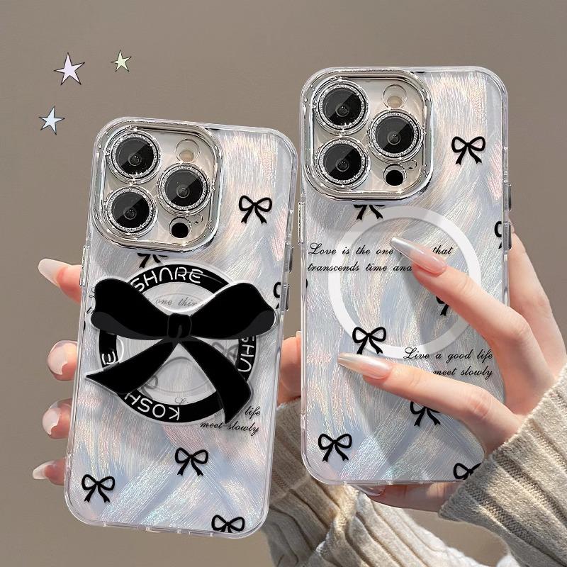 The Bow Tie Magnetic Stand Is Suitable for Apple 15PRO Phone Cases, 14/13, 12, Light Luxury, and 11, Anti-drop