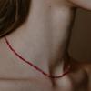 Simple Vacation Style Fashion Necklace Temperament Personality Retro Red Jasper Handmade Beaded Collarbone Chain Niche Necklace Women