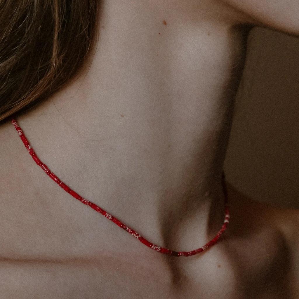 Simple Vacation Style Fashion Necklace Temperament Personality Retro Red Jasper Handmade Beaded Collarbone Chain Niche Necklace Women