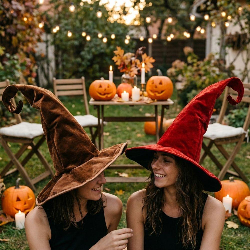 Large Plush Wizard Hat Velvet Curved Tip Tall Witch Hat Retro Witch Costume Hat Masquerade Ball