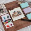 Purple Blue Travel Plastic Painting Box Mini Portable Pigment Box Watercolor Paint Subpackage