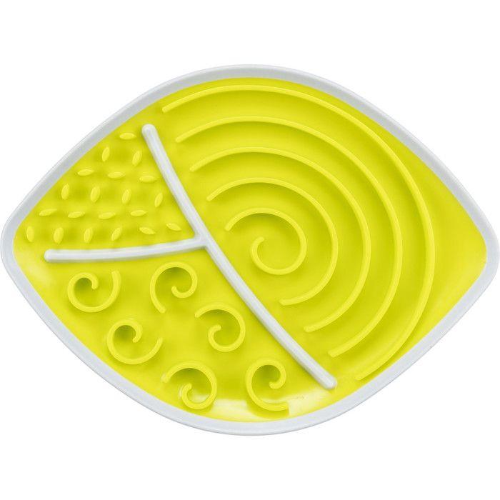Assiette à lécher - TRIXIE - Ovale 28x21cm - Jaune - Anti-dérapante - Pour chien