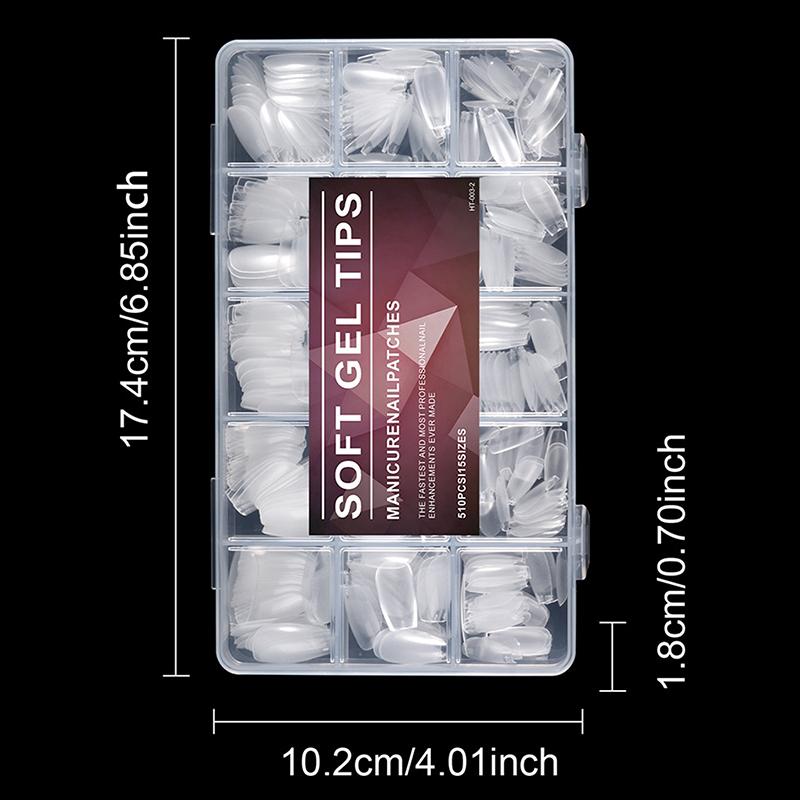 360Pcs/Box Fake Nails Transparent Frosted French Almond Acrylic Water Drop False Nail Tips For Extension Tip Manicure Tool