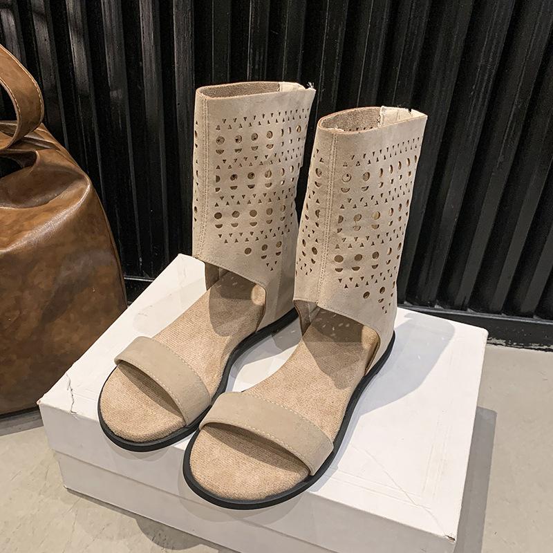 British Style Versatile Maillard Boots 2025 Summer New Popular Hollow Breathable Flat Bottom Hole Cool Boots Short Boots