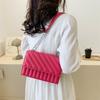 Striped chain bag women's 2025 new retro texture messenger bag trendy solid color fashion embroidery thread shoulder small square bag