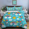 Cartoon Panda, Rainbow, and Smiling Faces Bedding Set for Kids Luxury Gift 3pcs Digital Print Comforter Set Soft Comfortable