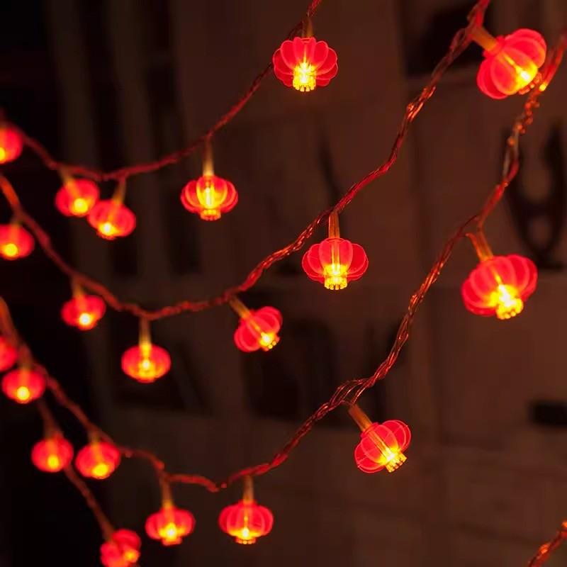 Lucky Character Led String Lights Home Decoration Small Red Lanterns For Holiday