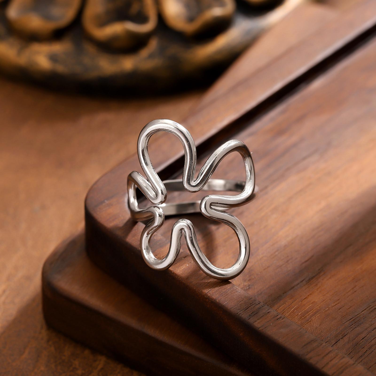 

Trendy Retro Creative Open Ring One Size срібний