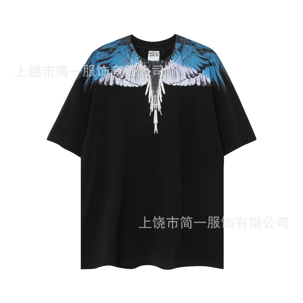 Summer Men's and Women's Same Fashion Trend T-shirt Personalized Trend Wing Printing Comfortable and Simple