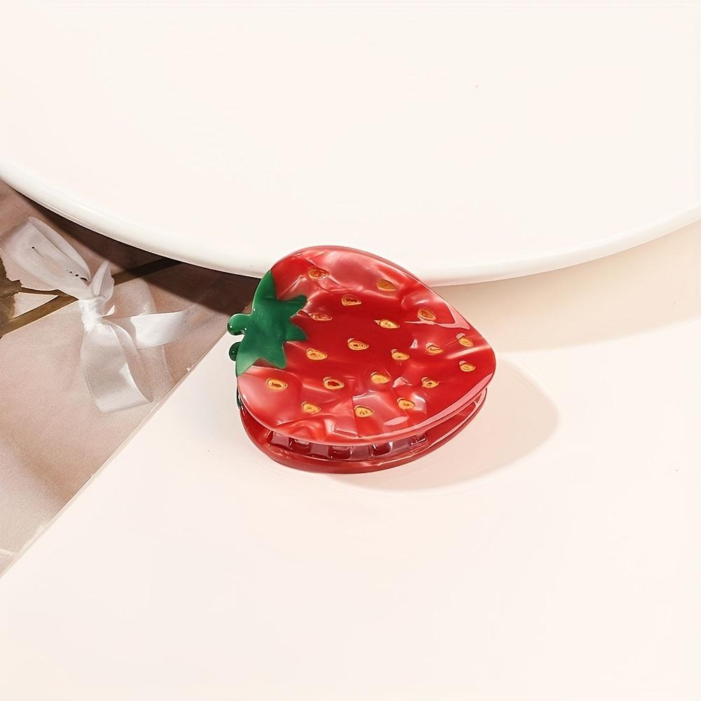 

Шикарный заколка-краб для волос «Клубника» - Яркий красный фруктовый дизайн, Овальная форма, Зажим из ацетата, Заколка-клипса для волос «Клубника», Аксессуары для волос земляничный