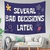 VIKAMA Several Bad Decisions Later Floral Tapestry Black Boho Wall Hanging with Cute Flowers for Bedroom Dorm Decor