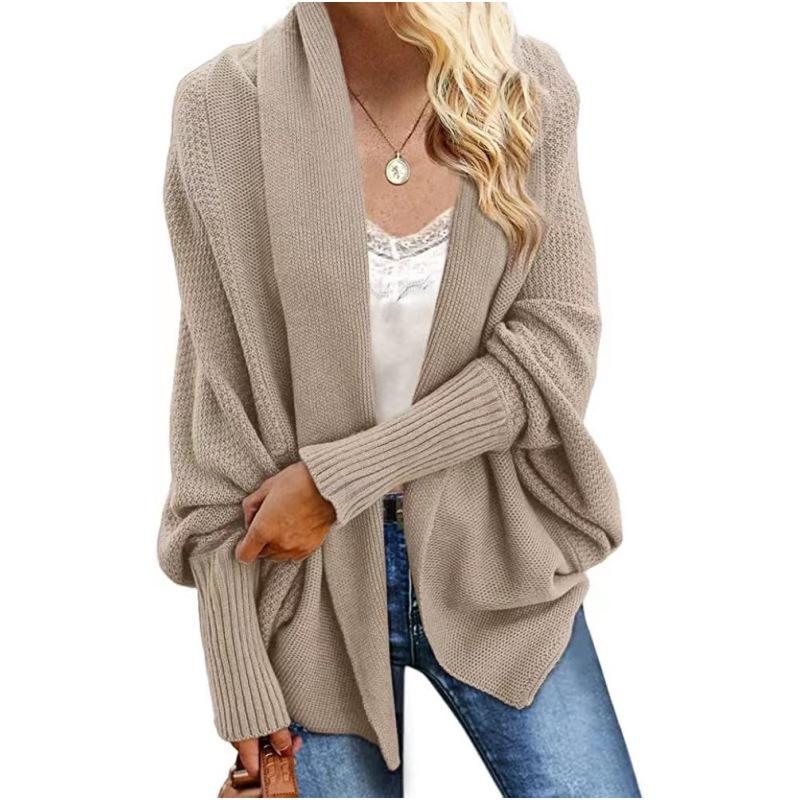 Women's Knitted Shawl Sweater Bat Sleeve Large Size Knitted Cardigan Sweater Coat