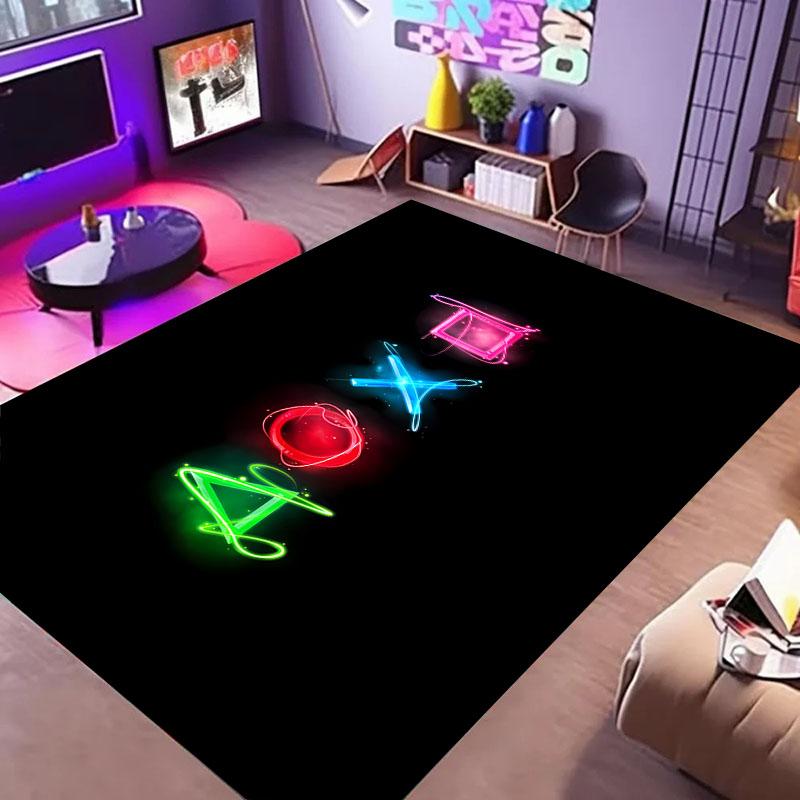 HD Home Area Gamer Rugs with Game Controller Design,Non Slip Floor Mats for Kids, Carpet for Decor Living Bed Playrooms Kitchen