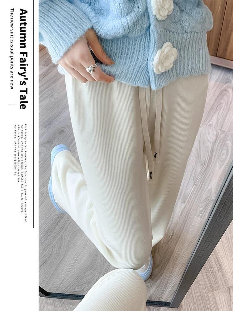 Damen Fleecegefütterte Chenille High-Waist Wide-Leg Hose - Warm, Weich und Stilvoll für Herbst und Winter.