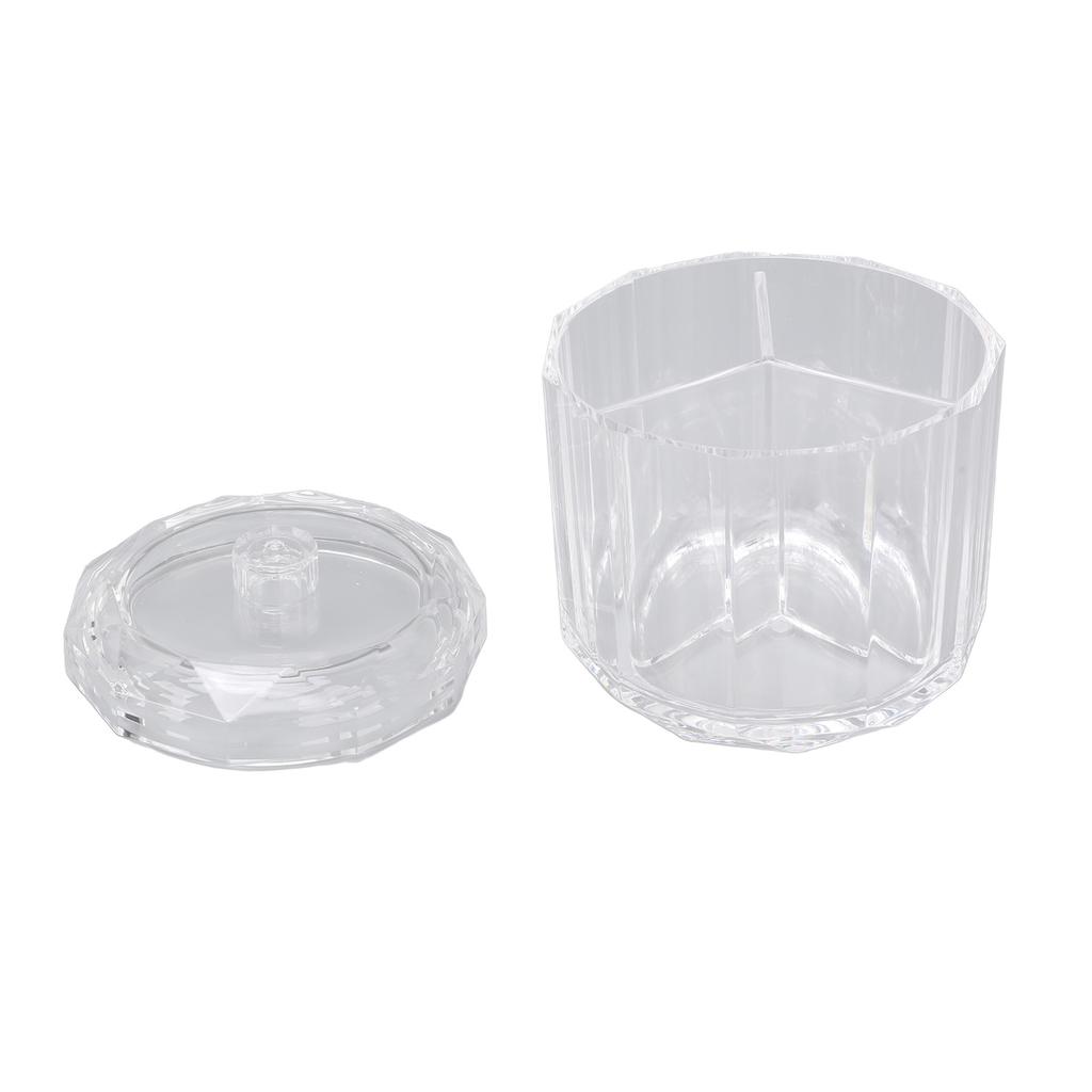 Cotton Swab Holder with Lid Clear Dust Proof Waterproof 3 Separate Compartments Cotton Balls Storage Box