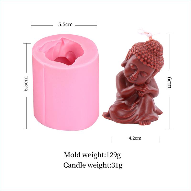 3D Little Buddha Candle Silicone Mold Handmade Buddha Aromatherapy Soap Resin Mold Church Candle Decoration Production Supplies