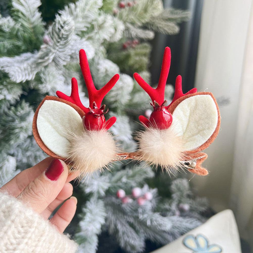 Christmas Antler Hair Clip Plush Hair Accessory Headwear Cute Barrettes Christmas Decoration Festival Gift For Women Girl