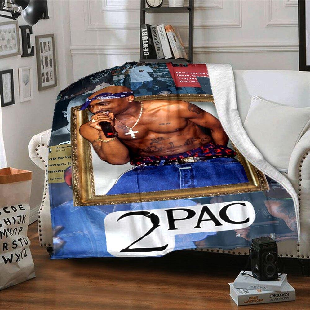 

1 шт. Плед в стиле Hip-Hop 2Pac, мягкий, легкий, для всех сезонов, многоцелевой плед для дивана, кровати, офиса и пикников, в французском стиле с культовыми обложками альбомов, D77 80cmx120cm(31inx47in)
