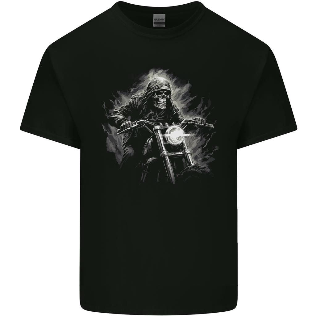 Skull Biker Motorcycle Motorbike Grim Reaper 5 Unisexs Light Cotton TShirt