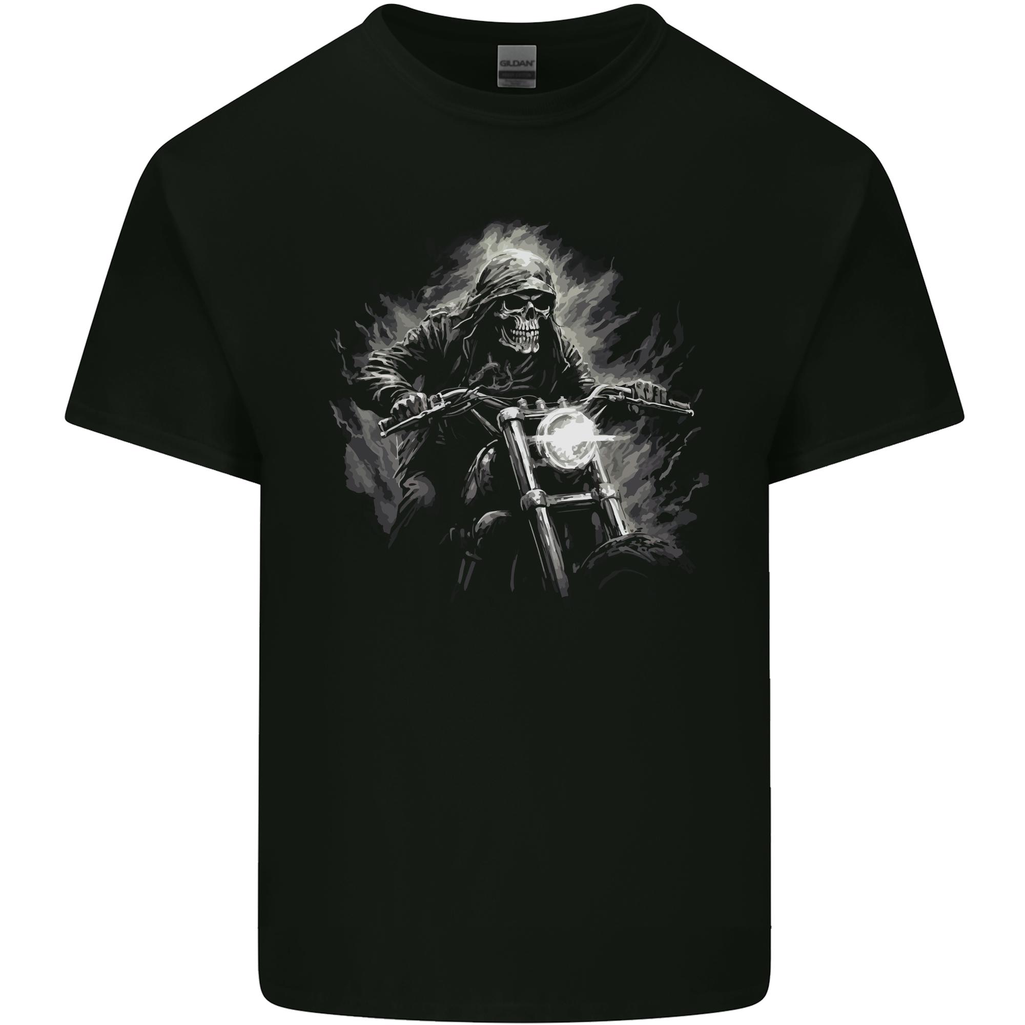 Skull Biker Motorcycle Motorbike Grim Reaper 5 Unisexs Light Cotton TShirt S
