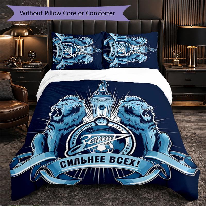 FC Zenit Saint Petersburg 3 Piece Bedding Set Soft Duvet Cover Set with Pillowcases Printed Bedroom Decor Set for Home